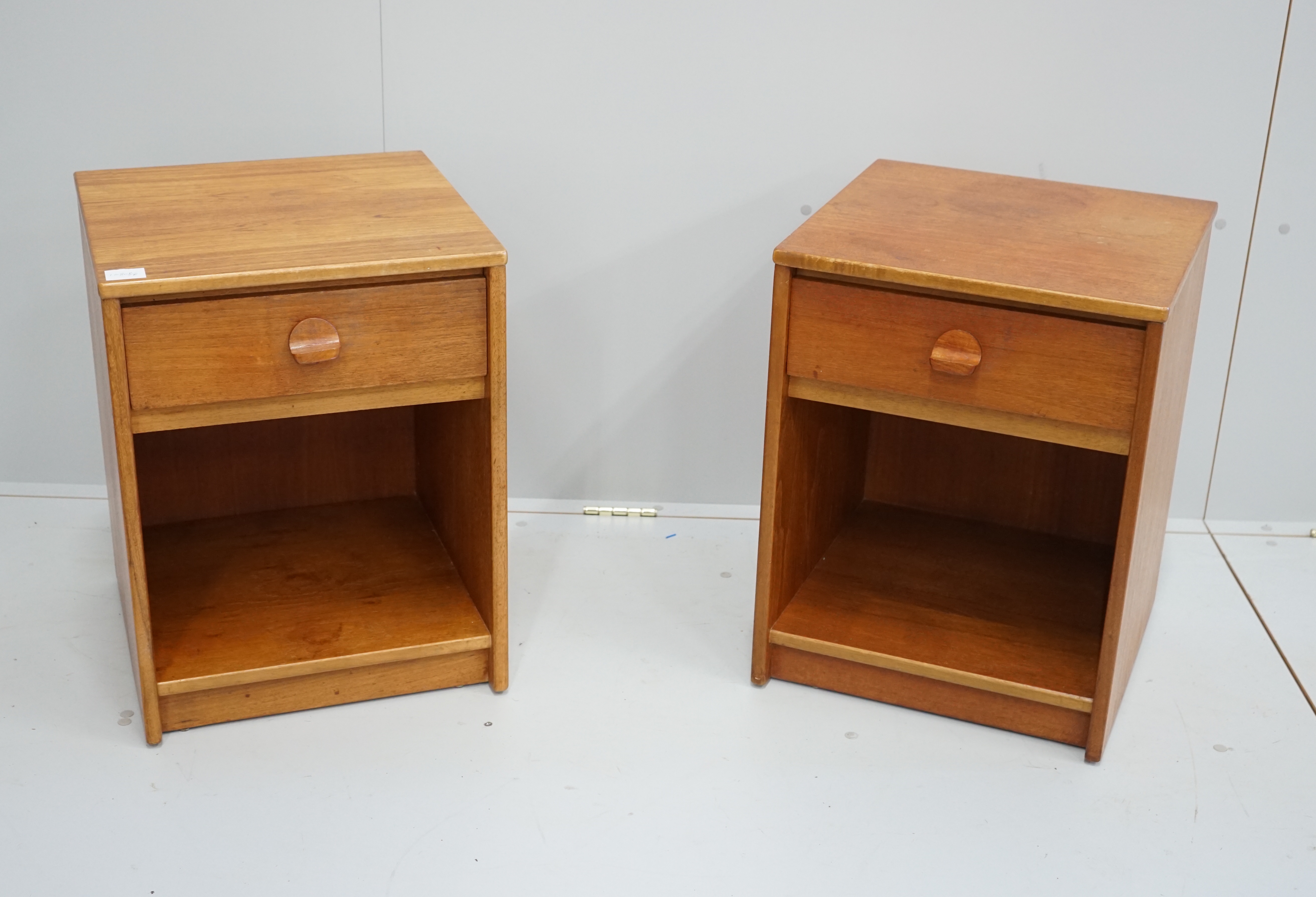 Ron Carter for Stag Furniture - A pair of 'Cantata' teak bedside tables, width 44cm, depth 44cm, height 57cm